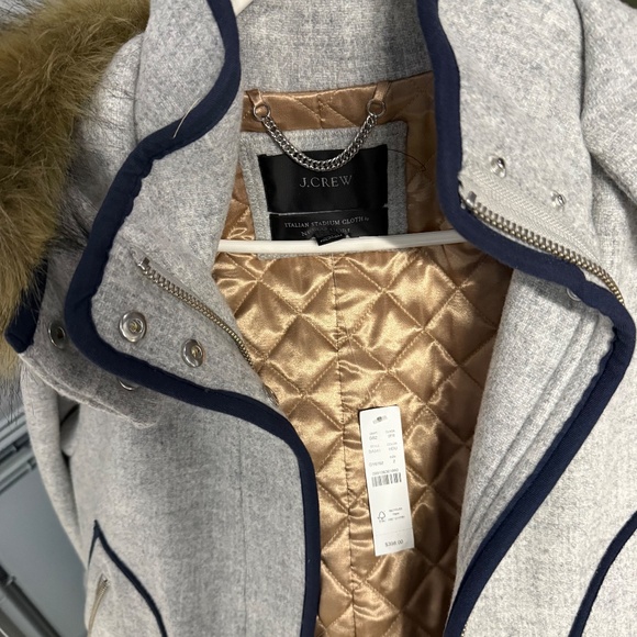 NWT J.Crew Nello Gori Italian Stadium Cloth Parka w/ Faux Fur Hood - Size 2 - Picture 10 of 11